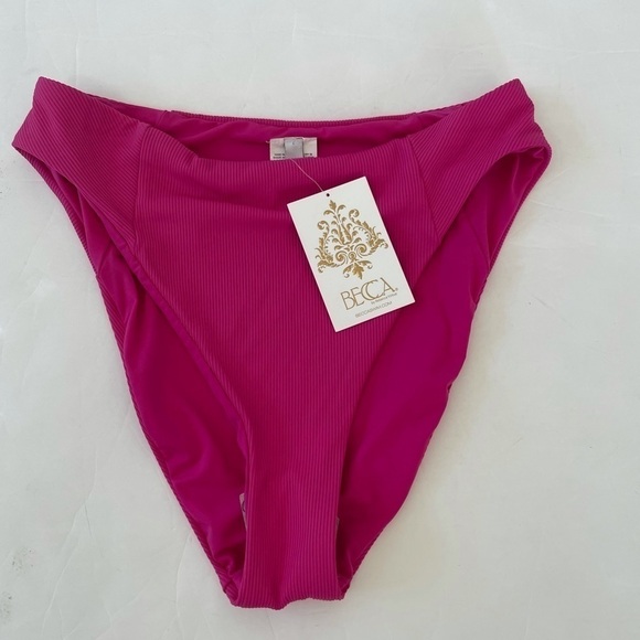 Becca by Rebecca Virtue Raspberry pink Sage fine line french cut bikini bottom L - Picture 6 of 7